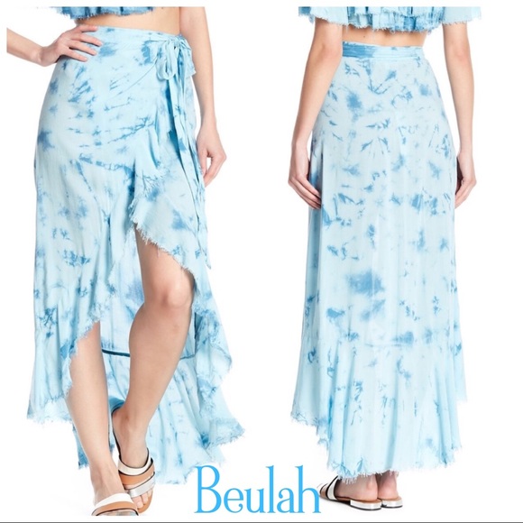 Beulah Anthropologie Boho Tie Dye Hi Lo Ruffle Detailing Wrap Skirt New - Picture 3 of 12